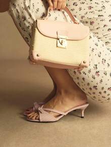 Rosivie Women's Buckle Design Fashion Daily Wear Slip-On High Heel Sandals - Pink - View 6