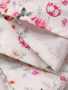DAZY Robe mini élégante à imprimé floral avec nœud à l'épaule et taille cintrée, convient pour les sorties et les fêtes. Robe d'été bohème pour femmes en vacances - Rose bonbon - Voir 7