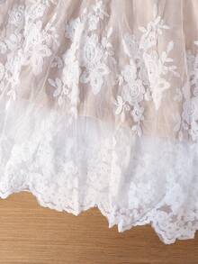 SHEIN Đầm dự tiệc hai lớp voan xếp lớp trang trí nơ cho bé gái - Nhiều màu - Xem 11