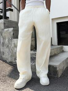 PAVTROS Young Street 白色纹理男士抽绳腰带口袋裤 - 白色 - 查看 6