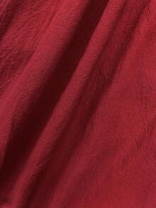 Breezaya 纯色水洗棉圆领串珠连体裤 - 酒紅色 - 查看 6