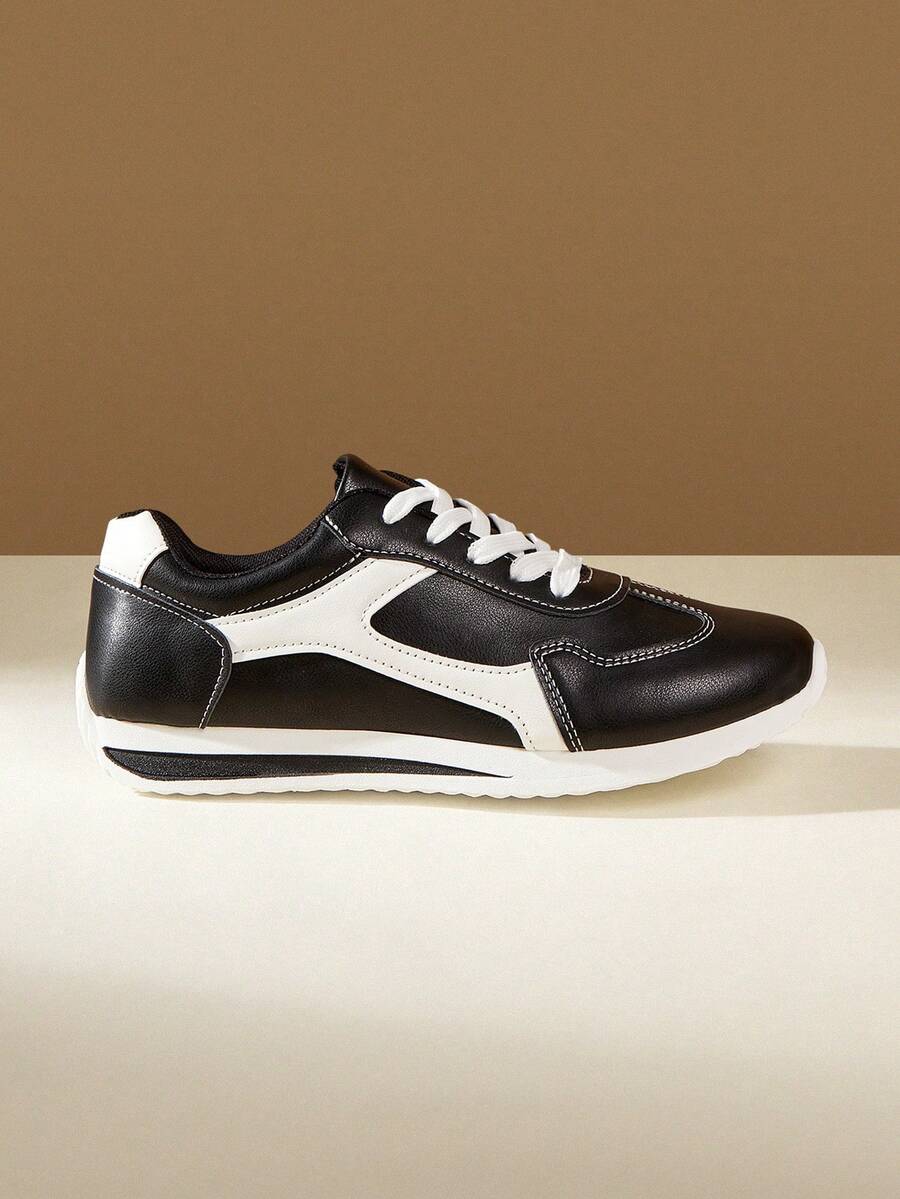 CUCCOO EASI Women's Casual Sneakers - Black and White - View 1