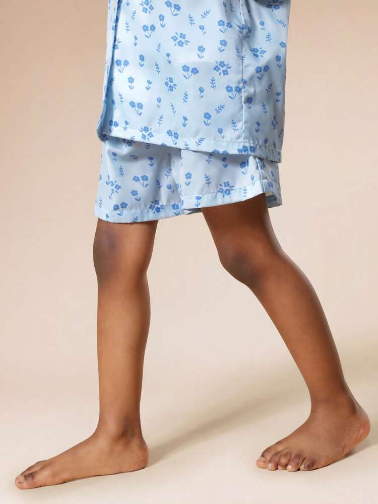 Floral Print Button Front Pajama Set