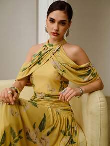 ZEYLAH Kleid mit Krawattenkragen, floralem Muster, elegant und romantisch, Urlaubsstimmung, Frühling/Sommer - Verschiedenfarbig - Übersicht 1