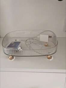 1/2 hộp đựng đồ để bàn bằng acrylic trong suốt có chân có thể xếp chồng lên nhau, khay đựng đồ trang điểm, nước hoa, mỹ phẩm, chăm sóc da, đồ dùng phòng tắm, đồ trang trí nhà cửa, quà tặng - Trong sáng - Xem 2