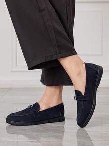 Sleekvia 休闲百搭通勤流苏装饰平底乐福鞋 - 藍色 - 查看 3