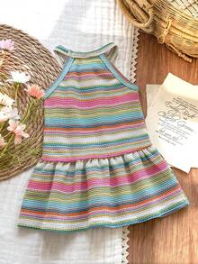 Vintaside Kids 女童夏季无袖吊带连衣裙，时尚优雅，适合海滩旅行 - 彩色 - 查看 2