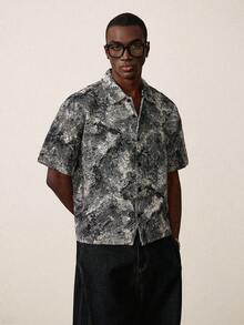 STYNVO Men's Minimalist Printed Short Sleeve Shirt - Grey - View 6