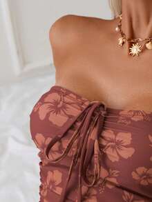 Swim Mod Women's Tropical Print Two Pieces Bikini Set, Casual Holiday - Multicolor - View 4