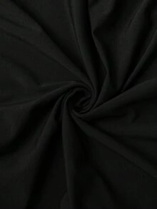 SHEIN 2 pezzi/set Maternità, top a spalle scoperte con orlo irregolare in colore unito e pantaloni a vita regolabile con gamba ampia, per uso casual quotidiano - nero - Visualizzare 6