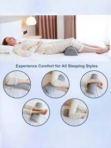 Leg & Knee Memory Foam Pillow, Semicircular Contoured Support For Back, Hip, Spine Alignment, Washable Pillowcase - Ideal Gift For Side Sleepers, Home & Travel Use. - Multicolor - View 6