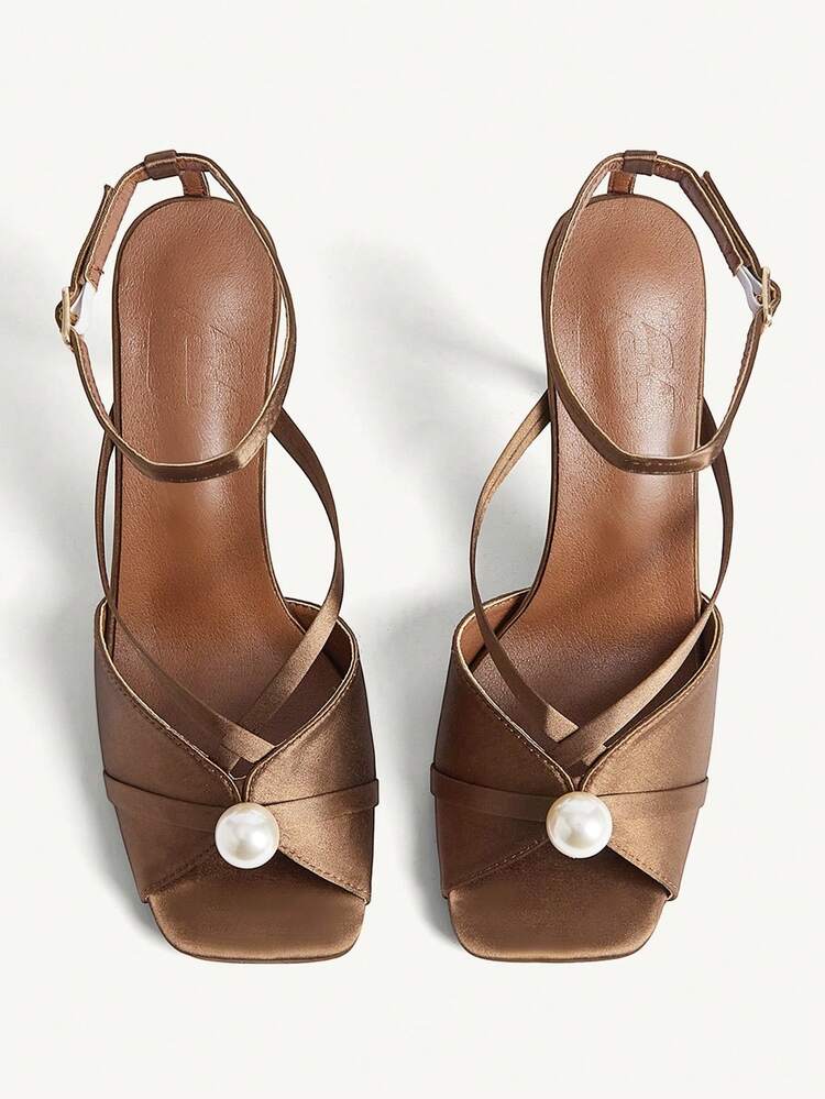 CUCCOO CHICEST Ladies' Fashionable High Heel Sandals With Metallic Texture Pu Straps, Sparkly Pink