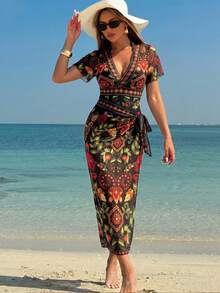 Swim Oasis Bộ đồ bơi liền thân 2 mảnh/set dành cho nữ, mẫu Xuân/Hè 2026, kèm váy, họa tiết hoa ngẫu nhiên/cố định, kiểu dáng thanh lịch, thích hợp cho kỳ nghỉ biển. - Nhiều màu - Xem 7