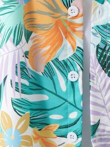 Fantacosmos 适合青少年男孩的可爱度假图案印花衬衫，适合海滩、假日和旅行 - 藍色 - 查看 5