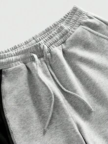 ROMWE MEN Elastic Waist Drawstring Casual Summer Versatile Loose Fit Lightweight Everyday Shorts - Grey - View 3