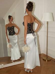 Glamine Charm Women's Sexy Lace Sheer Tight Bandeau Top, Summer - Brown - View 4