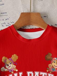 SHEIN | PAW Patrol 男童卡通图案印花圆领短袖T恤，全印花，夏季款 - 白色 - 查看 5