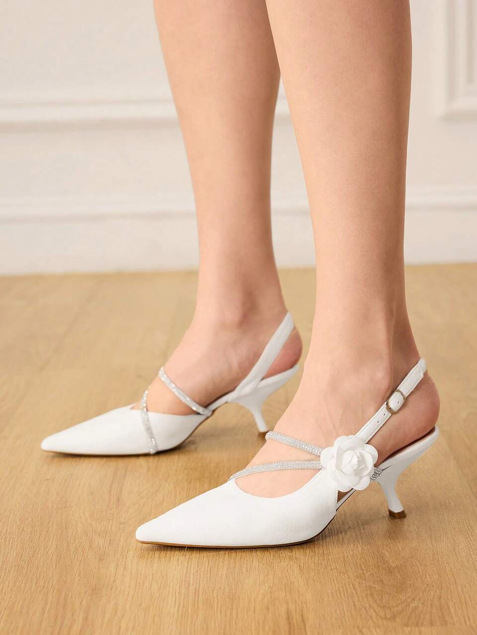 CUCCOO HITCHD Women's Pointed Toe Buckle Design Everyday Versatile Fashion High Heels Valentine's Day Elegant Shoes