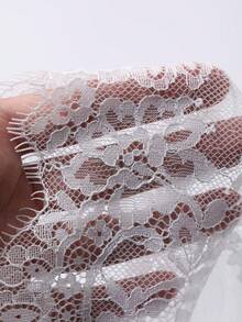 DAZY Teen Girl Button Half Placket Lace Ruffle Hem Short Sleeve T-Shirt - White - View 4