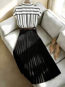 GlowEve CURVE Women's Elegant Black & White Slimming & Graceful Two Pieces Suit, Suitable For Commuting And Casual Wear - Multicolor - View 2