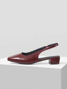 Mnmlis Women's Fashion Versatile Commuter Chunky High Heel Sandals Valentine's Day - Burgundy - View 1