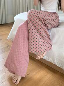 DAZY Quần pajama dài dáng rộng in chấm bi dành cho nữ, thích hợp cho mùa xuân/hè. - Hồng - Xem 3