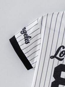 SHEIN 2pcs/Set Baby Girl Infant Toddler 0-3 Years Fashion V-Neck Fuchsia Short Sleeve Jersey Top And Pleated Skirt Outfit - White - View 4