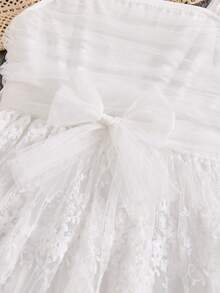 ChillGRL 1pc Tween Girls' Sweet Vacation White Embroidered Mesh Design A-Line Dress, Suitable For Daily, Vacation, Sisterly Gatherings, Spring/Summer - White - View 8