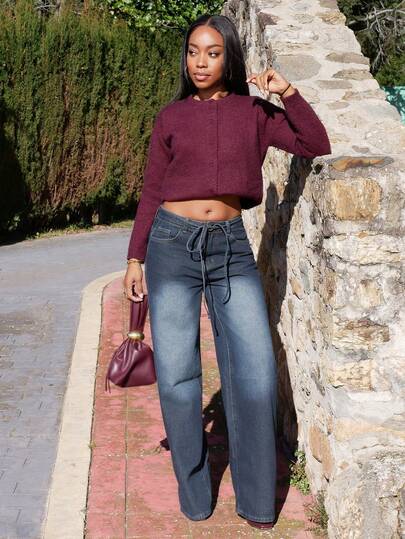 Yess Loren 超大款阔腿牛仔裤，90年代春季可爱夏季休闲可爱圣徒音乐会秋季冬季日常办公感恩节时尚