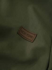 Vacaura 2 件青少年春季休闲绅士单排扣灰色长袖衬衫 + 松紧腰斜口袋休闲裤两件套服装 - 軍綠色 - 查看 3