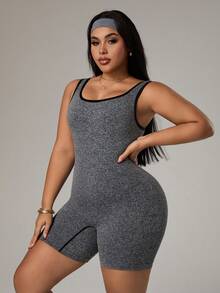 Rhythm Era Bộ áo liền quần thể thao không tay không đường may dành cho nữ cỡ lớn - màu đen - Xem 6