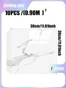 10pcs 0.9㎡ Deep Gray Marble Pattern Tile Sticker Waterproof & Moistureproof Aluminum Plastic Board Self-Adhesive Wall Paper For Wall Renovation And Decoration Valentine DAY, Valentines Wedding, Birthday - White - View 2