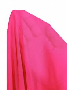 Swim SXY 女士纯色高开衩沙滩度假休闲罩衫 - 玫紅色 - 查看 5