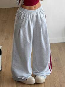 Coolane 女士秋季街头风休闲复古灯芯绒纹理长裤 - 淺灰色 - 查看 5