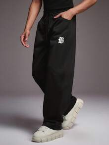 STYNVO 男士加大码休闲抽绳腰运动裤 - 黑色 - 查看 1