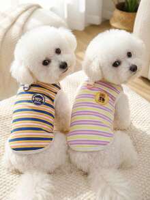 PETSIN Pet Spring New Dog Clothes Animal Supplies Pet Clothing Dog Tank Top Cat T-Shirt Teddy Outfits Small Animal Attire Casual Cool Tank Top Dog Clothes Cat Clothes Two-Season Spring & Summer New Tank Top - Multicolor - View 1