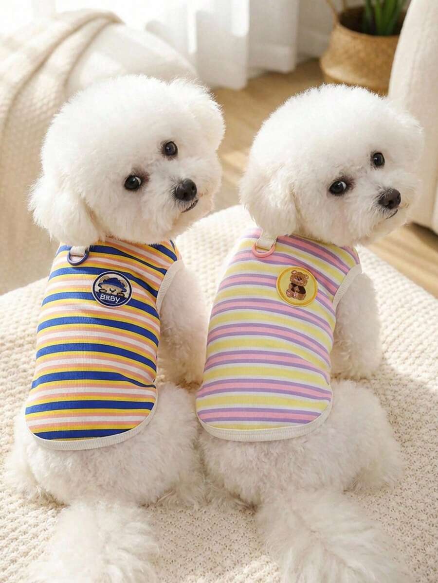 PETSIN Pet Spring New Dog Clothes Animal Supplies Pet Clothing Dog Tank Top Cat T-Shirt Teddy Outfits Small Animal Attire Casual Cool Tank Top Dog Clothes Cat Clothes Two-Season Spring & Summer New Tank Top - Multicolor - View 1