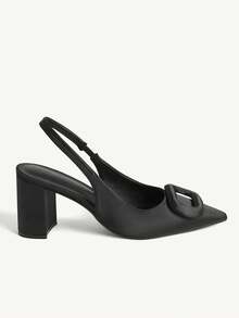 CUCCOO CHICEST Tacones altos de punta fina y tacón grueso para mujer, elegantes y sexy, estilo slip-on, adecuados para citas, té de la tarde, fiestas, eventos y uso diario - Negro - Ver 3