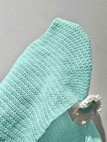 Sunnyshic 女士性感露背开衩针织短款上衣，度假风 - 綠色 - 查看 4