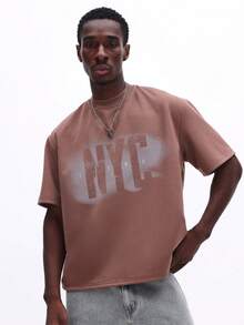 SUMWON NYC Urban Boxy Fit Printed Crew Neck Short Sleeve T-Shirt Casual Streetwear Oversized Tee - Brown - View 1