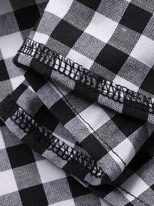 DAZY Women's V-Neck Cap Sleeve Plaid Patchwork Loose Mid-Length Dress - Black - View 3