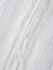 PAVTROS Men's Solid Color Jacquard Knit Short Sleeve Shirt - White - View 5