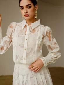 ZEYLAH CAMISA CON BORDADOS ABOTONADOS - Blanco - Ver 6