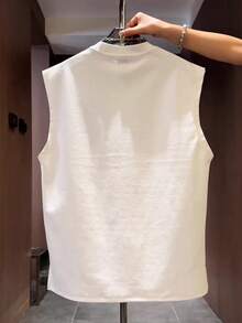 Manfinity Dauomo Casual Fashion Men's Letter Print Pocket Round Neck Tank Top - White - View 2