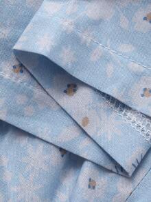 DAZY 碎花荷叶边宽松女士睡衣套装 - 藍色 - 查看 7