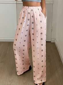 DAZY Women's Loose Ditsy Floral Pajama Bottoms, Spring/Summer - Pink - View 6