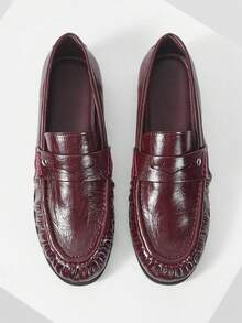 Mnmlis Women's Casual Versatile Commuting Minimalist Flat Loafers Shoes For Christmas Valentine's Day - Burgundy - View 3