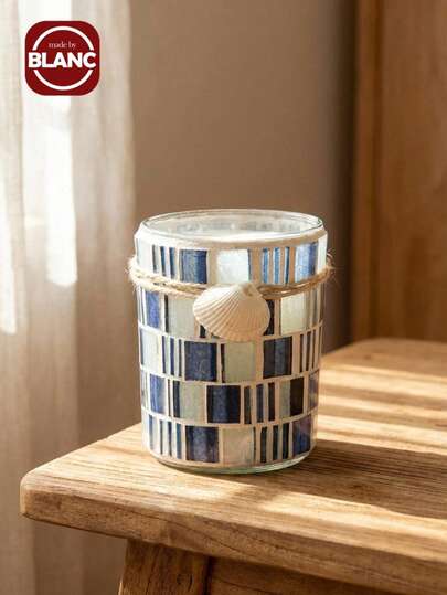 Madebyblanc 1pc Mediterranean-Style Shell Horse Candlestick Glass Candle Cup Decorative Candlestick, Suitable For Parties And Festivals, And For Decorating Festival Rooms And Living Rooms