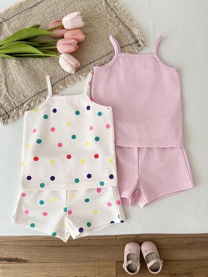 SHEIN Baby Girl Summer Casual Camisole & Shorts Set