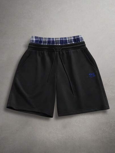 STYNVO Men's Casual Plaid Patchwork Shorts, Summer Mens Athletic Shorts Mens Plaid Shorts Mens Black Graphic Shorts Sport Shorts Mens Street Wear Shorts